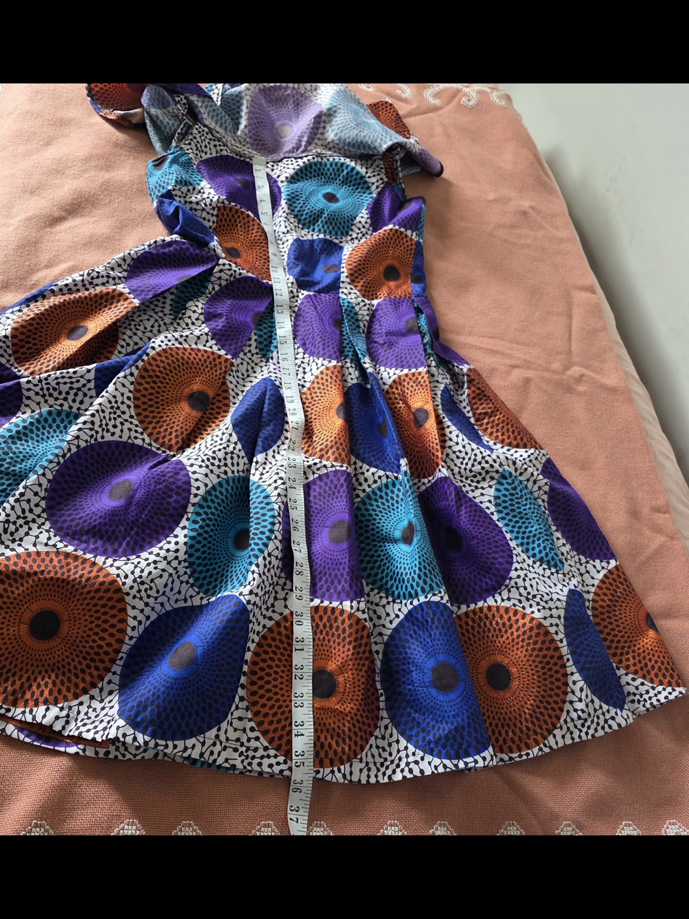 Women’s Handmade African Multicolor Midi Dress, Geometric Print, Caribana, Party
